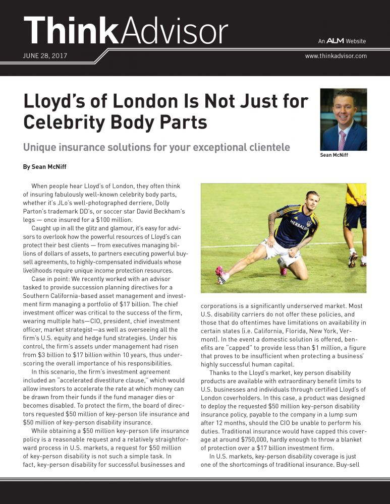 Lloyd's of London Is Not Just for Celebrity Body Parts